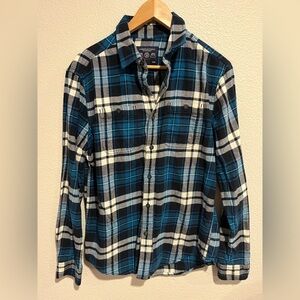 American Eagle Flannel 100% Cotton Preppy Fit Button Up Shirt Size Medium